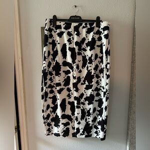 Cow print midi skirt with side slit